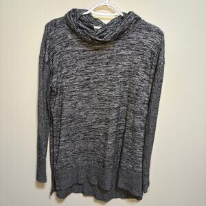 Gap Grey Black Burnout Cowlneck Sweater Long Sleeve Tunic Ribbed Sleeves Medium